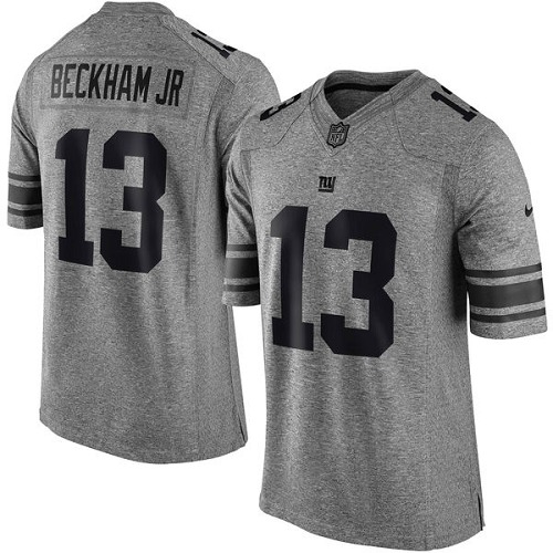 Men's Elite Odell Beckham Jr Nike Jersey Gray - #13 Gridiron NFL New York Giants